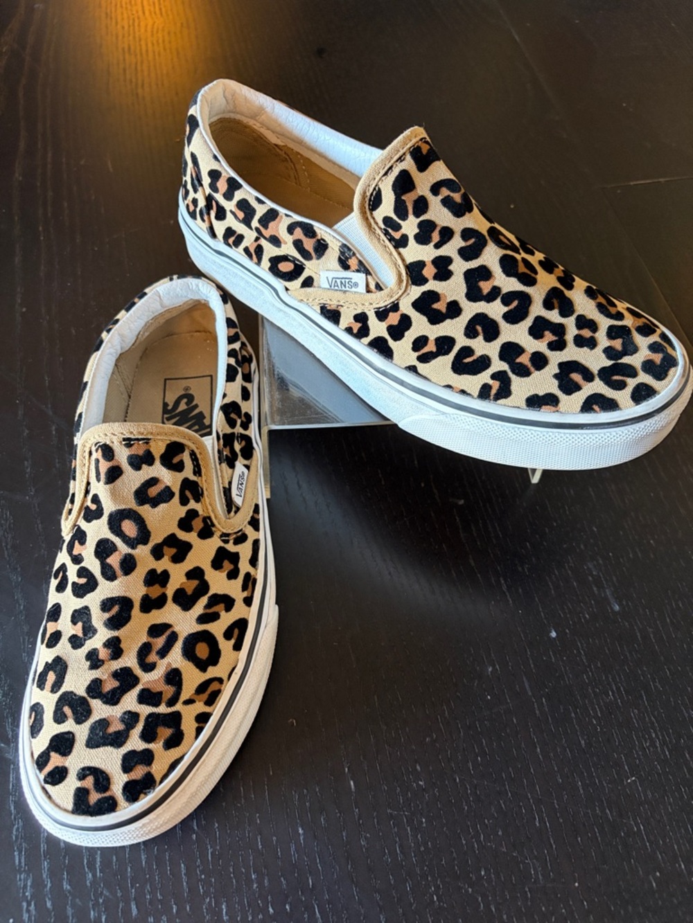 Vans s Slip-On Leopard Print Sneakers - Tan/Black